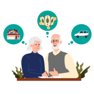illustration of a couple planning the future of their assets
